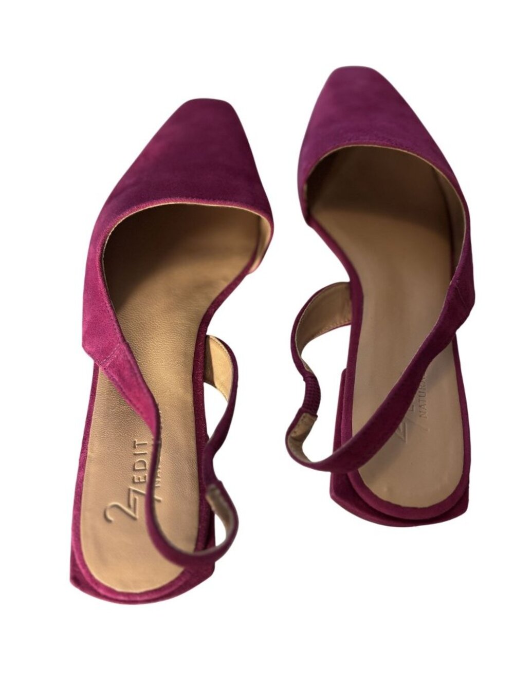 Naturalizer Fuchsia Suede Slingback Flats With Square Toe & Low Block Heel - Picture 4 of 9